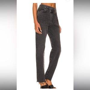 AGOLDE Like new criss cross straight mid rise jeans in color black shambles